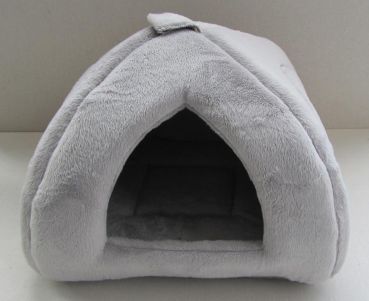 Mikrofaser Katzen- Iglu 1 silbergrau